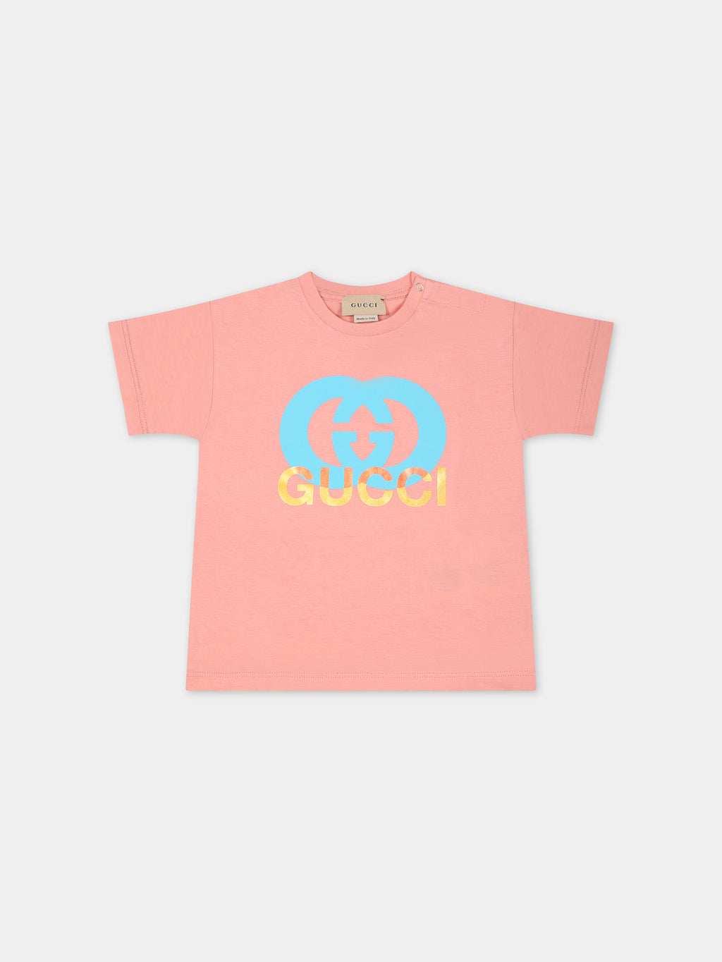 Pink t-shirt for baby girl with interlocking GG